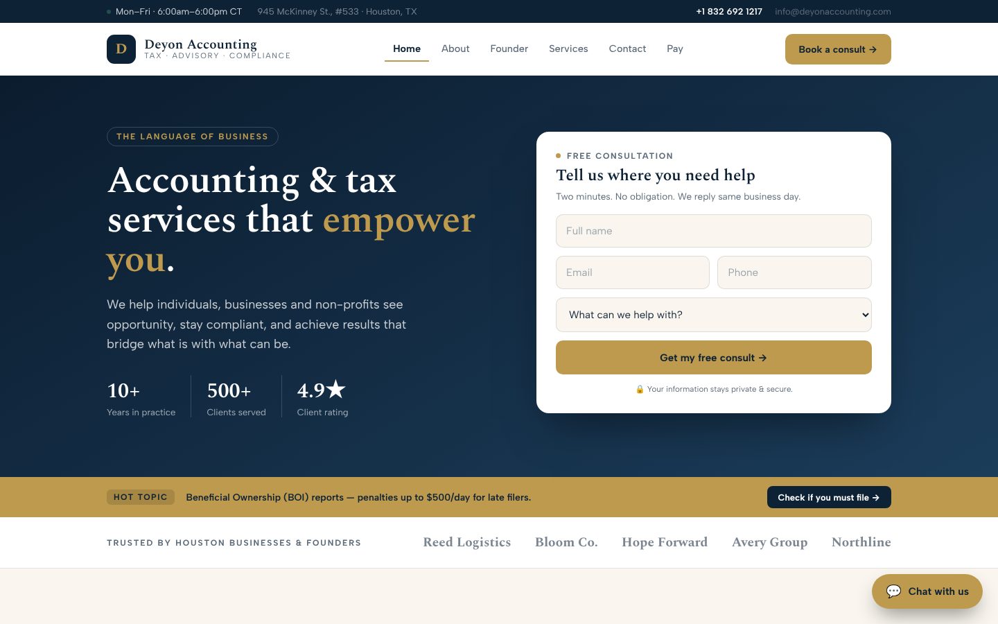 Deyon Accounting: homepage